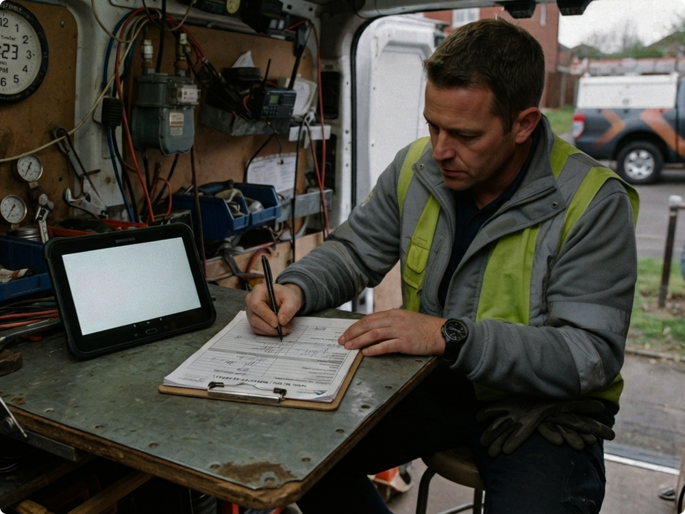 Job reports still written by hand, taking 30 minutes per report, every single time.