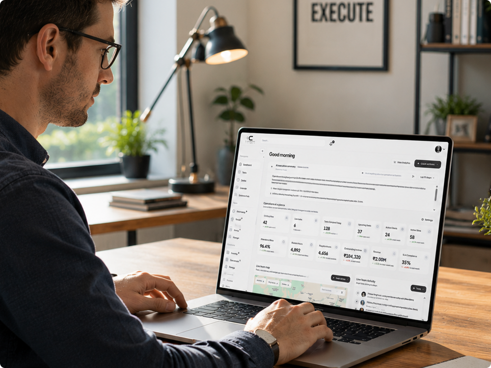 Ask our AI assistant anything about your operation. Engineer performance, SLA breaches, outstanding jobs - answered in seconds, powered by Claude.