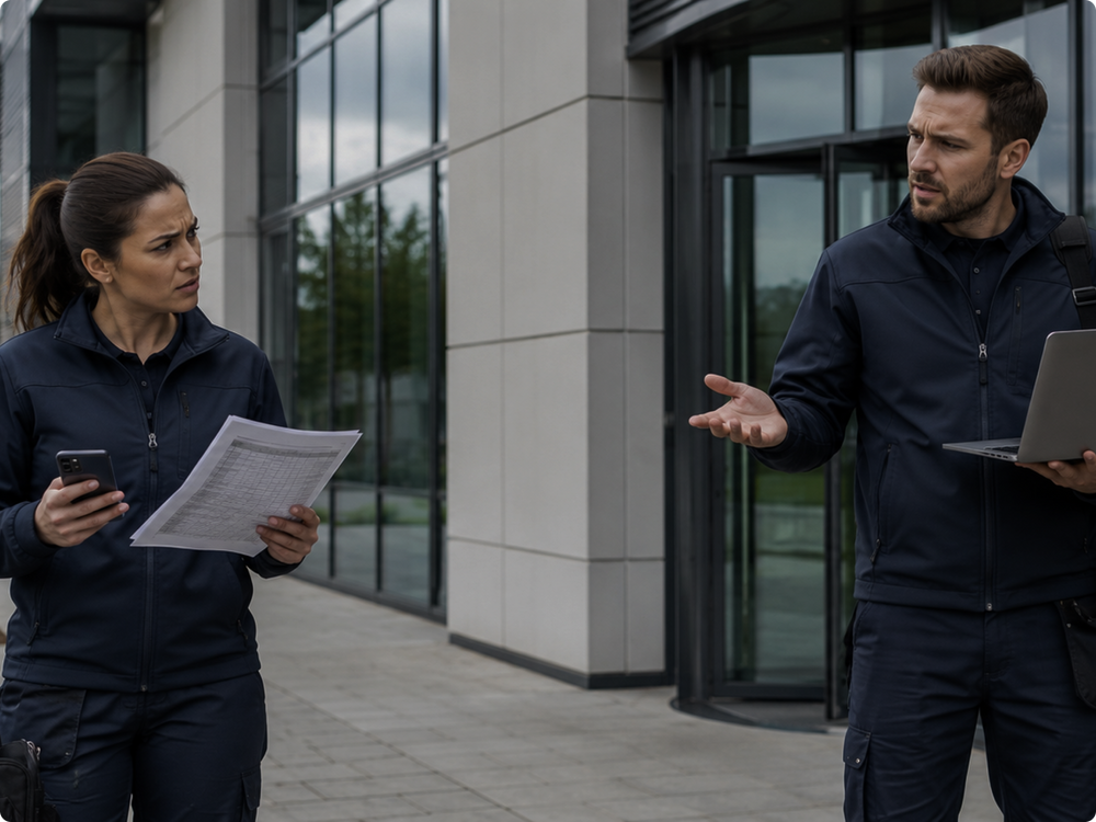 Two operatives show up to the same site at the same time because scheduling runs off a spreadsheet.