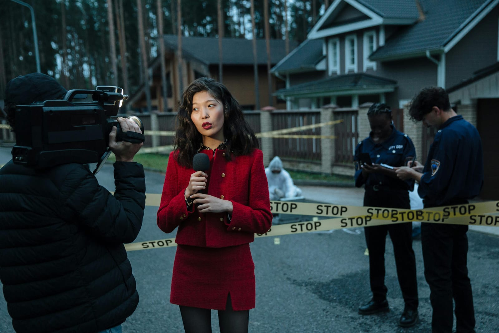 A freelance journalist working independently on location